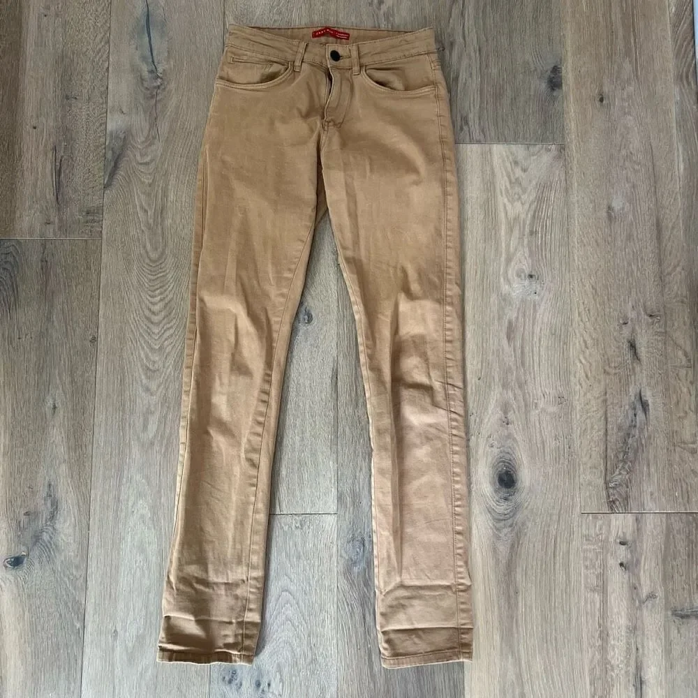 Zara Man Men’s Khaki Straight Leg Cotton Blend Denim Jeans Size 29 - Picture 1 of 4